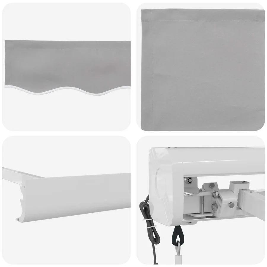 Auvent rétractable Gris clair 400 × 300 cm Tissu et Métal - 4