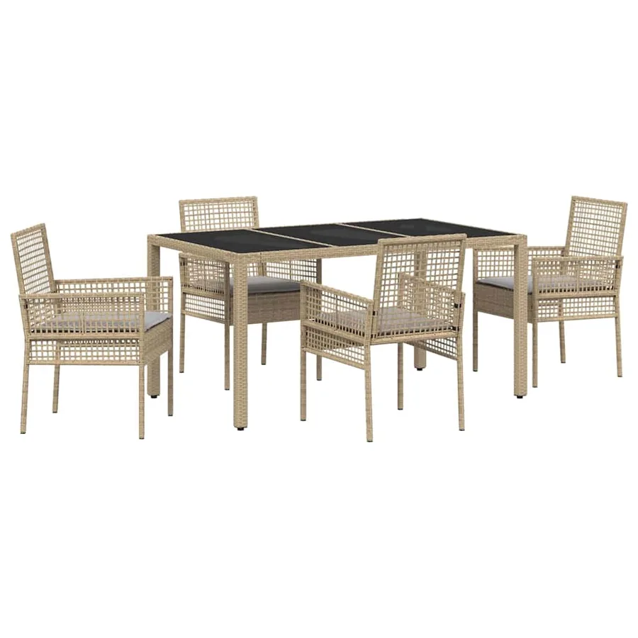Ensemble de salle à manger pour jardin 5 pcs Beige polyrotin - 2