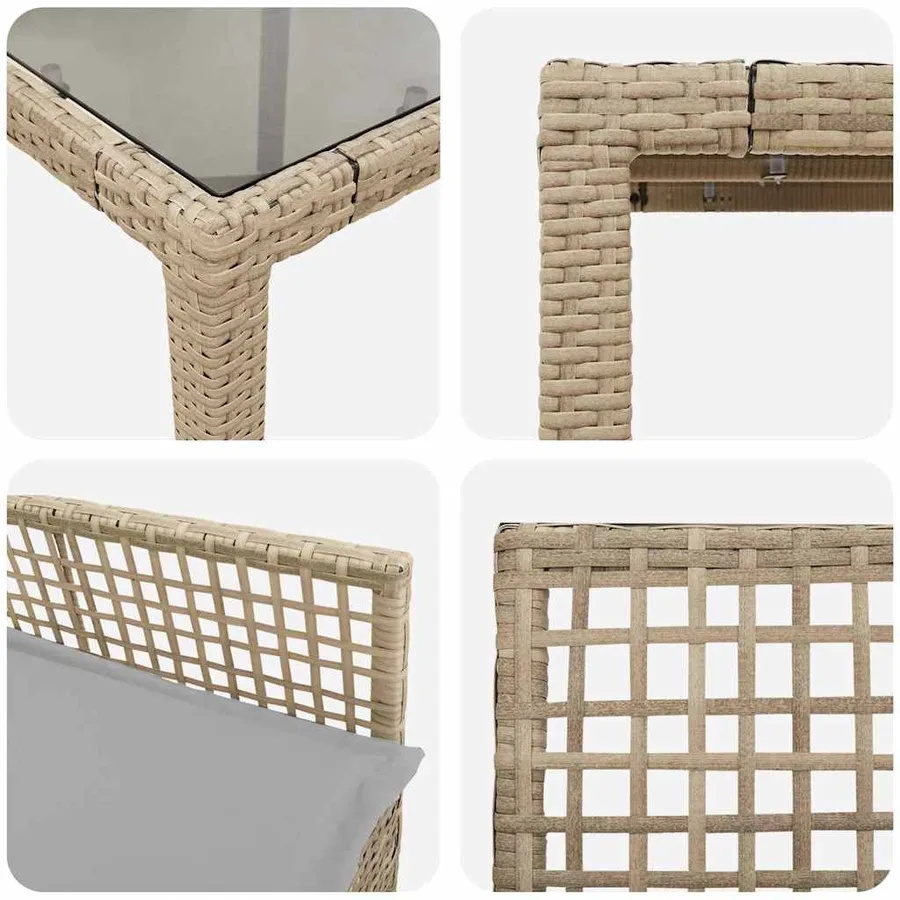 Ensemble de salle à manger pour jardin 5 pcs Beige polyrotin - 9