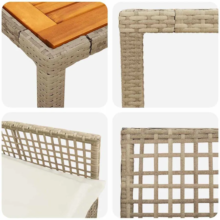 Ensemble de salle à manger pour jardin 5 pcs Beige polyrotin - 9