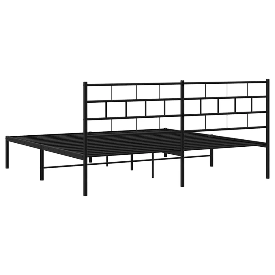 Cadre de lit métal sans matelas avec tête de lit noir 193x203cm - 8