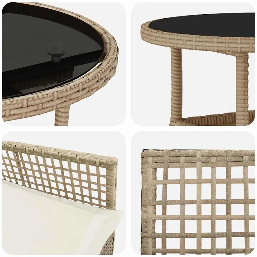 Ensemble de salle à manger pour jardin 5 pcs Beige polyrotin - 9