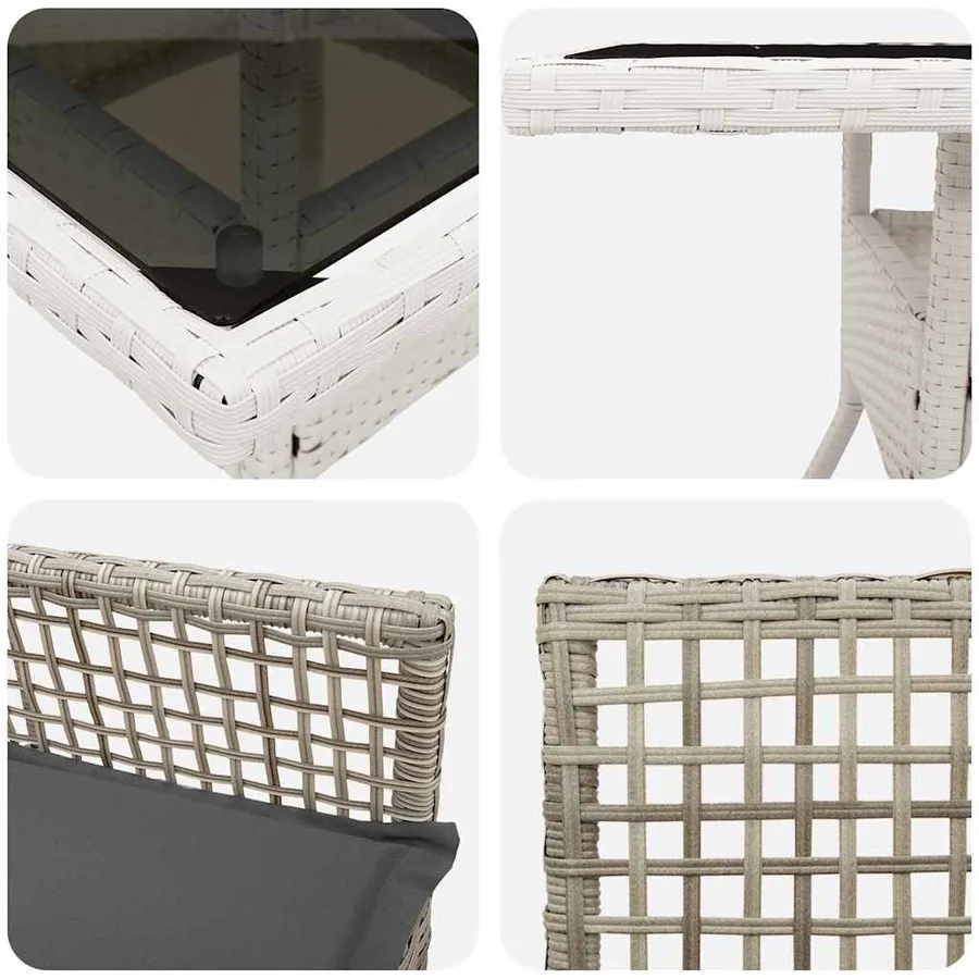 Ensemble de salle à manger pour jardin 3 pcs Gris clair - 9