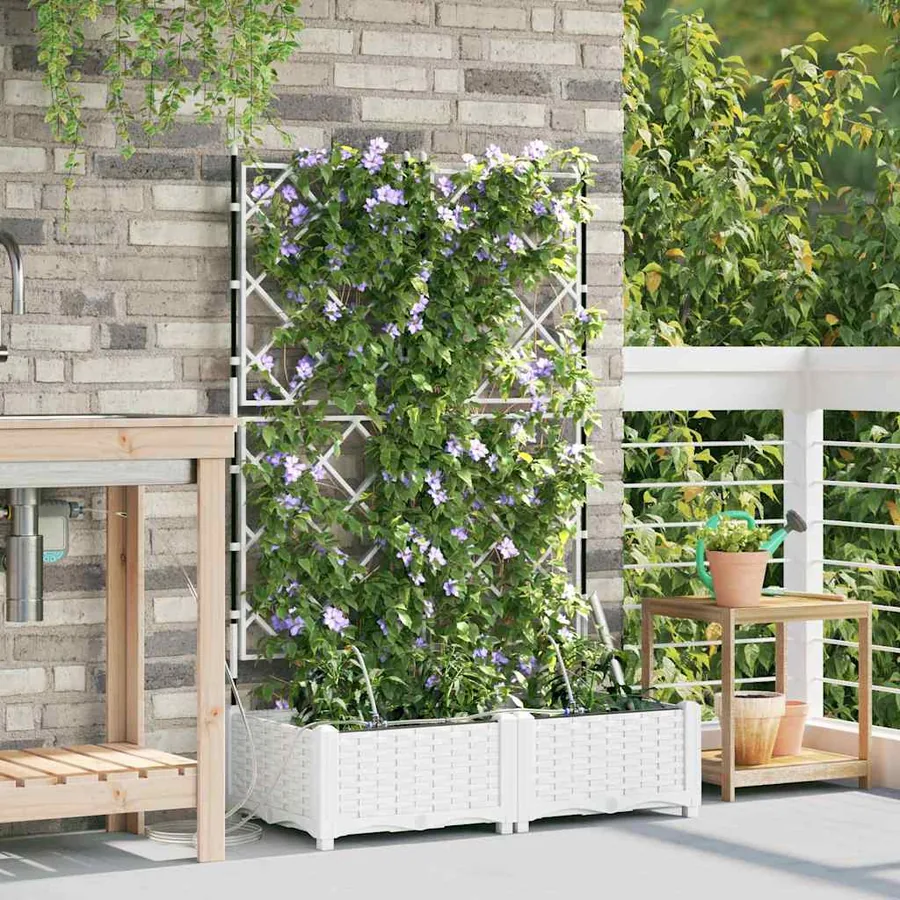 Cache-pot de jardin 2 pc Blanc 80 x 40 x 126 cm PP