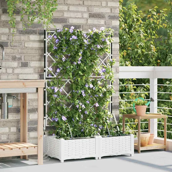 Cache-pot de jardin 2 pc Blanc 80 x 40 x 126 cm PP