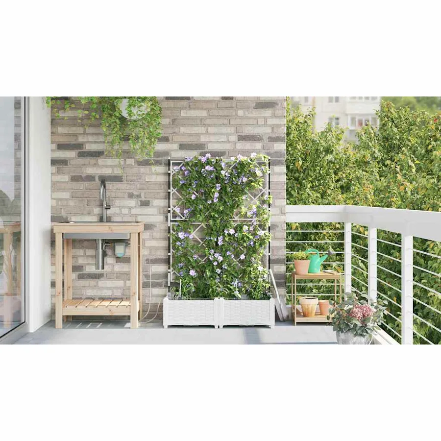 Cache-pot de jardin 2 pc Blanc 80 x 40 x 126 cm PP - 4
