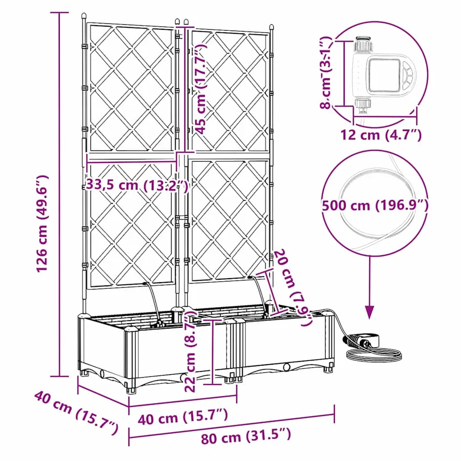 Cache-pot de jardin 2 pc Blanc 80 x 40 x 126 cm PP - 8