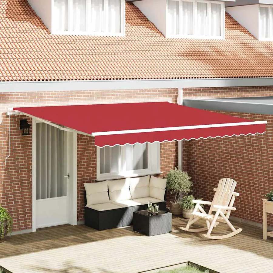 Auvent rétractable Rouge 400 × 300 cm Polyester et Aluminium