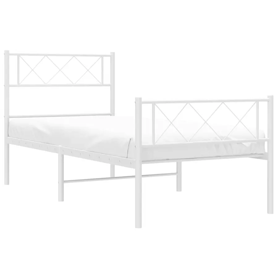 Cadre de lit métal sans matelas et pied de lit blanc 100x200 cm - 4