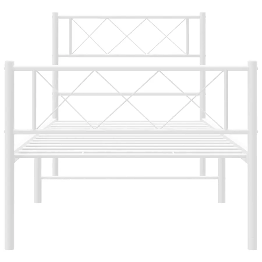 Cadre de lit métal sans matelas et pied de lit blanc 100x200 cm - 5