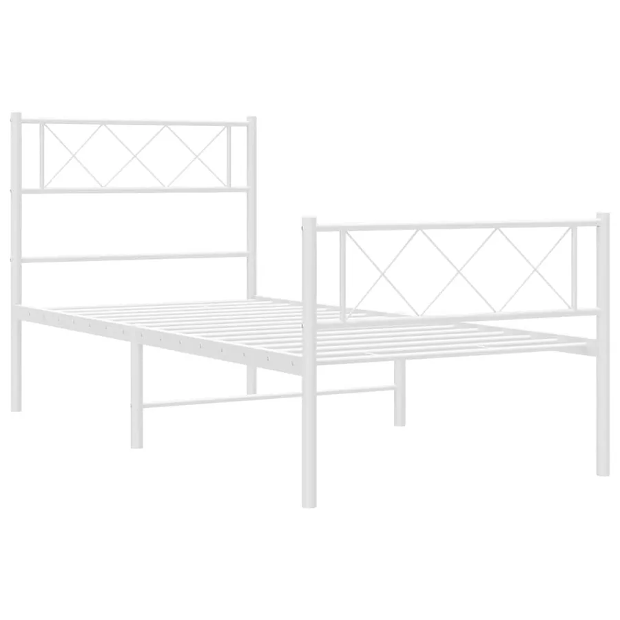 Cadre de lit métal sans matelas et pied de lit blanc 100x200 cm - 6
