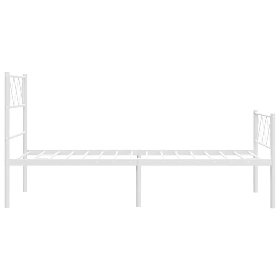 Cadre de lit métal sans matelas et pied de lit blanc 100x200 cm - 7