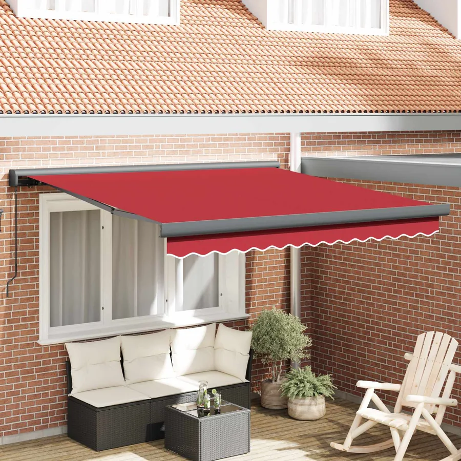 Auvent rétractable Rouge 300 x 250 cm Toile et Aluminium