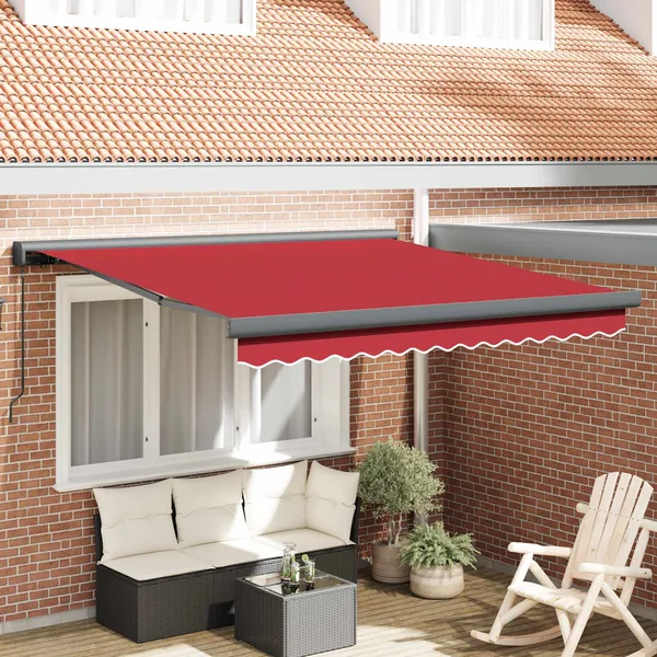 Auvent rétractable Rouge 300 x 250 cm Toile et Aluminium