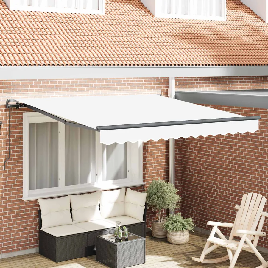 Auvent rétractable Blanc 350 x 250 cm Polyester et Aluminium