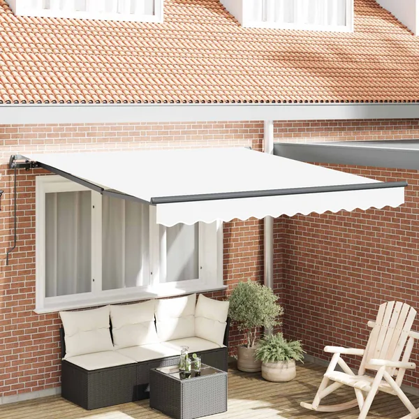 Auvent rétractable Blanc 350 x 250 cm Polyester et Aluminium