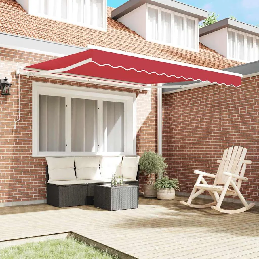 Auvent rétractable Rouge 350 x 250 cm Tissu et Aluminium - 3