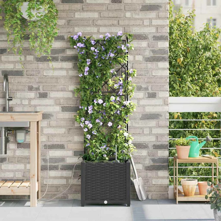 Cache-pot de jardin Noir 40 x 40 x 142 cm PP - 3