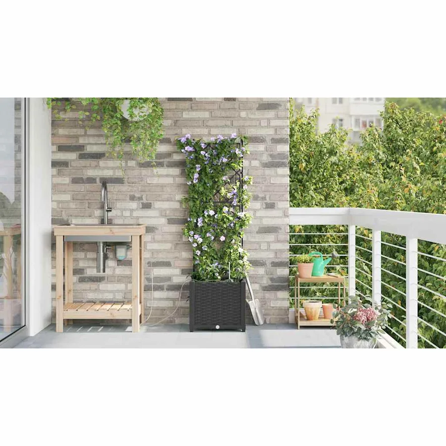 Cache-pot de jardin Noir 40 x 40 x 142 cm PP - 4