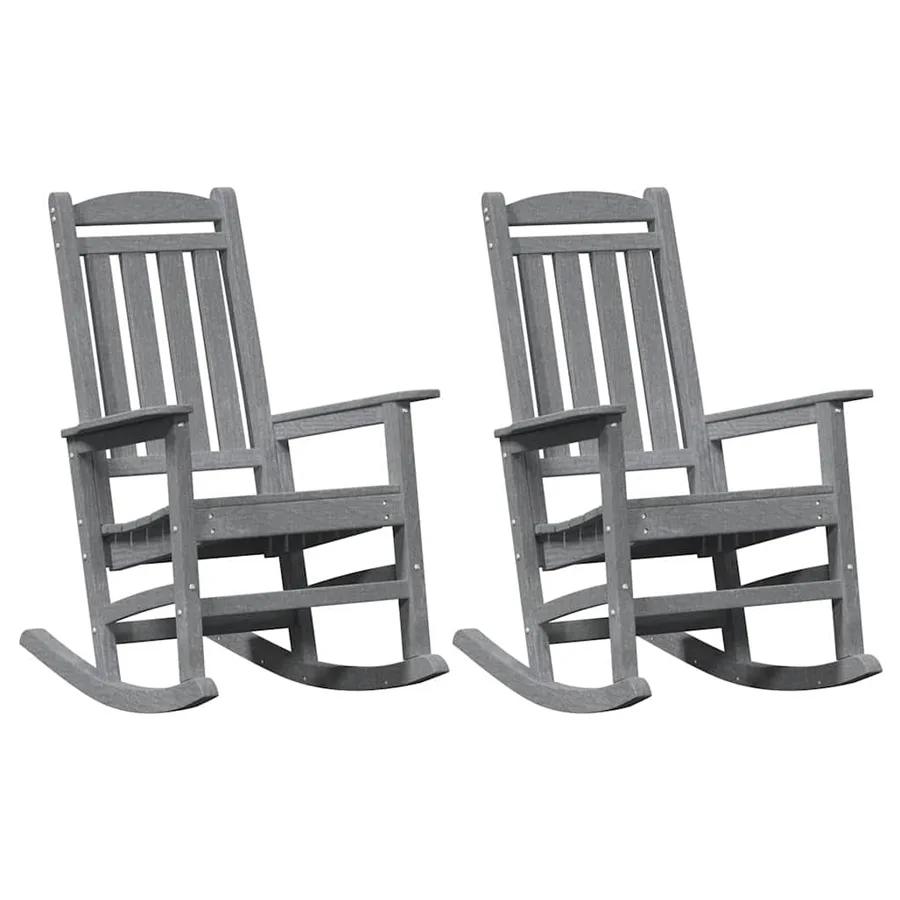 Chaise à bascule 2 pcs Gris clair 92 x 70 x 108 cm Polyéthylène - 2