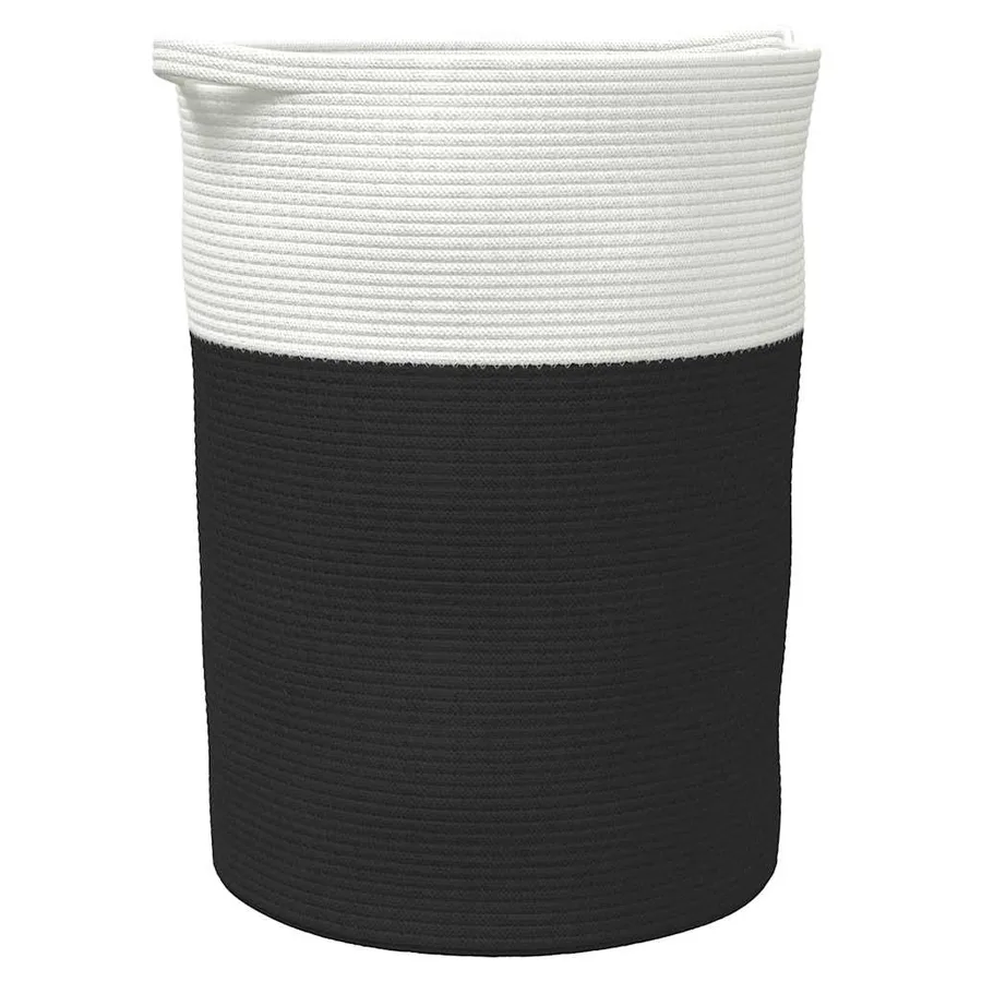 Panier de rangement noir et blanc Ø49x65 cm coton - 2