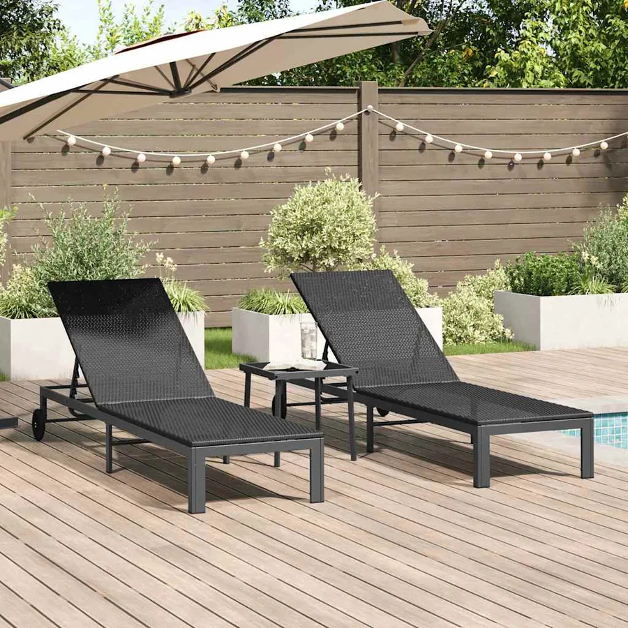 Transat 2-personne 3 pcs Marron polyrotin - 13