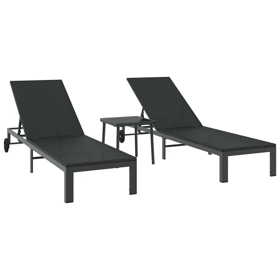 Transat 2-personne 3 pcs Marron polyrotin - 14