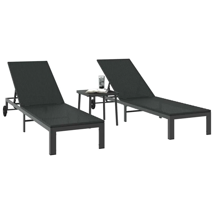 Transat 2-personne 3 pcs Marron polyrotin - 15