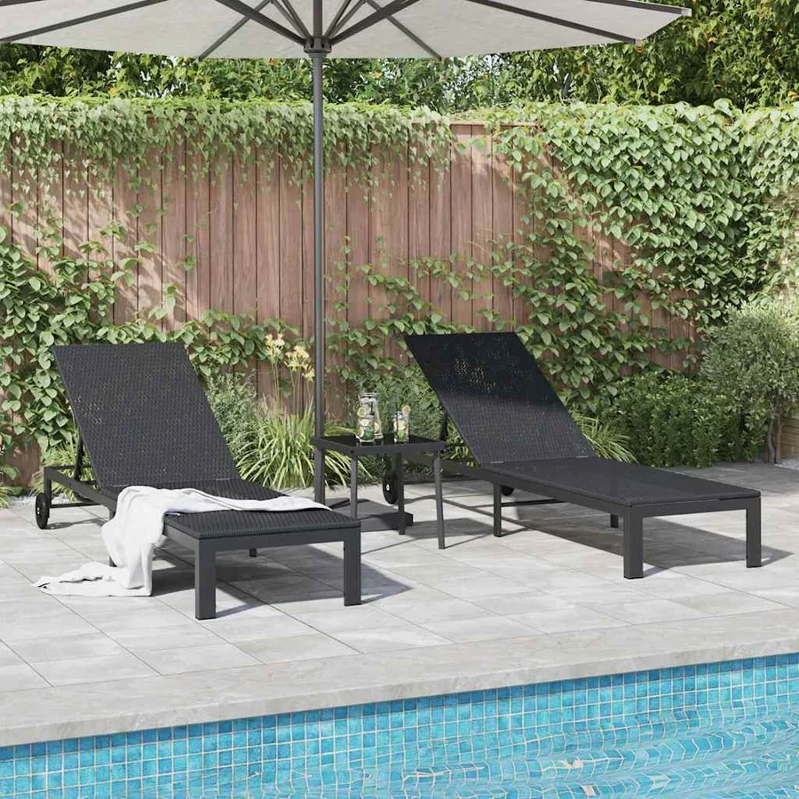 Transat 2-personne 3 pcs Marron polyrotin - 16