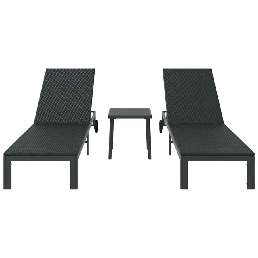 Transat 2-personne 3 pcs Marron polyrotin - 19