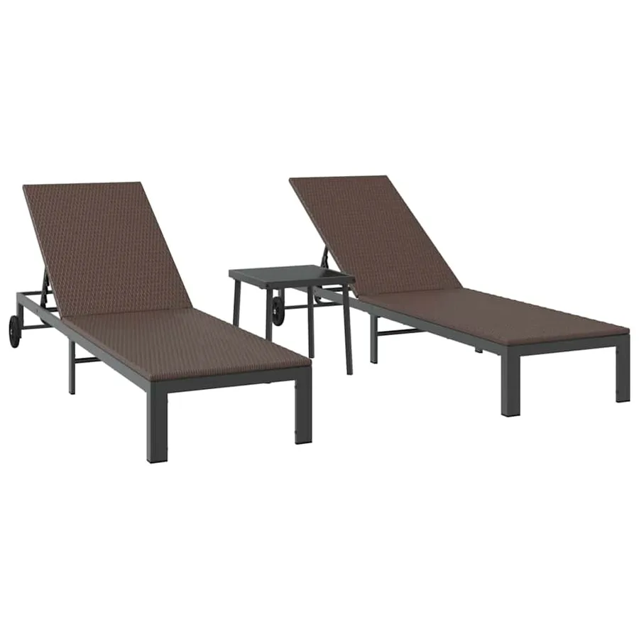 Transat 2-personne 3 pcs Marron polyrotin - 2