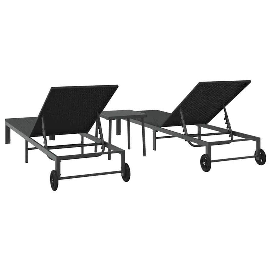 Transat 2-personne 3 pcs Marron polyrotin - 21