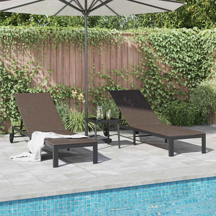Transat 2-personne 3 pcs Marron polyrotin - 4