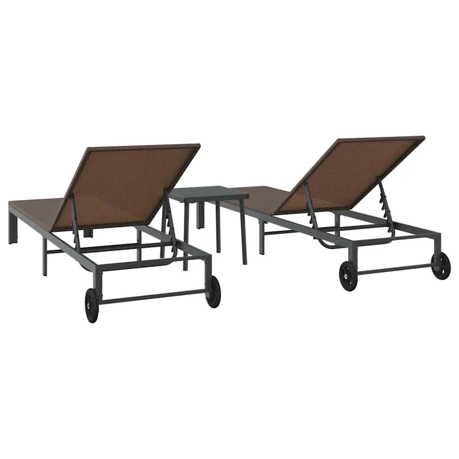 Transat 2-personne 3 pcs Marron polyrotin - 9