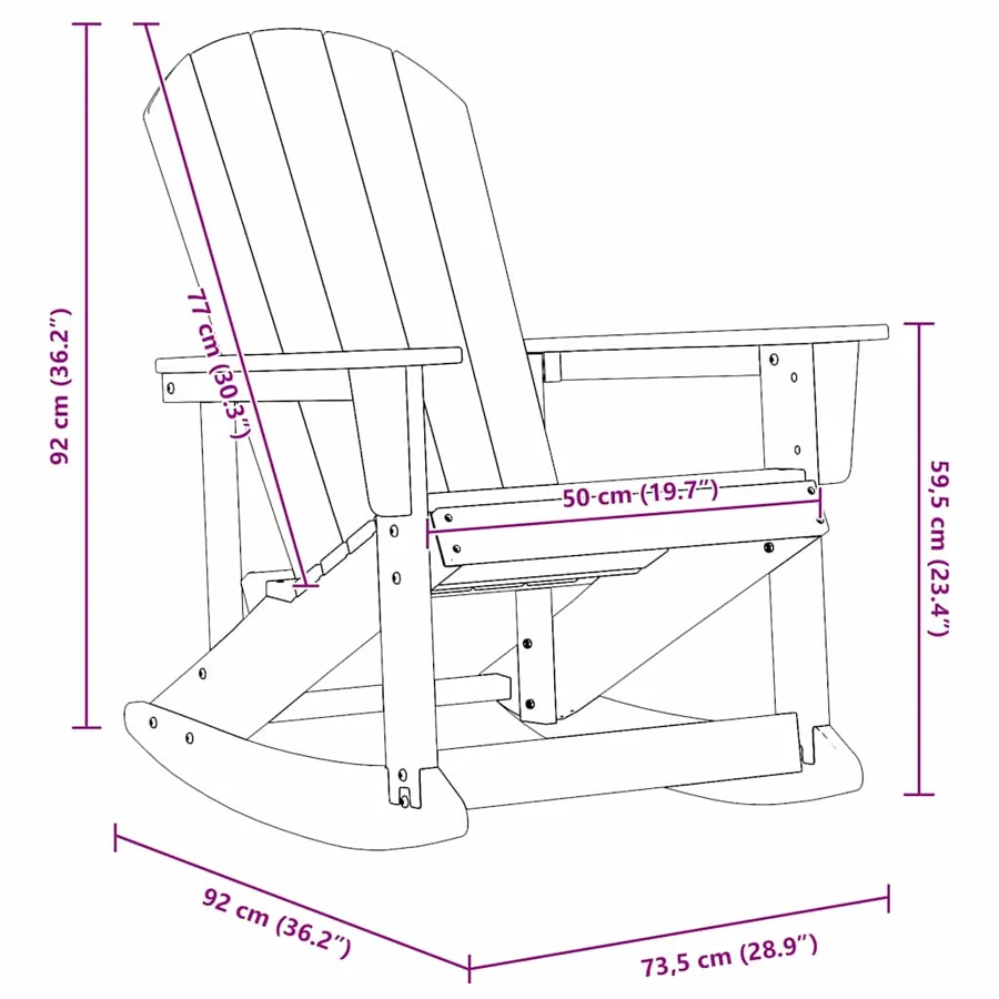 Chaise Adirondack à bascule Blanc 92 x 73,5 x 92 cm HDPE - 8