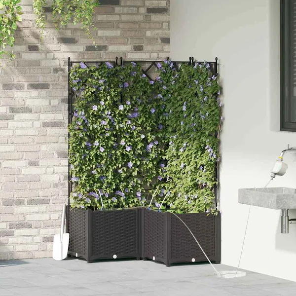 Cache-pot de jardin 3 pc Noir 80 x 80 x 142 cm PP