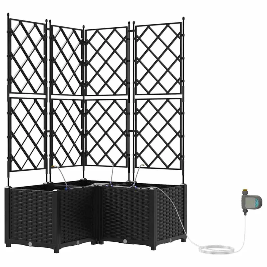 Cache-pot de jardin 3 pc Noir 80 x 80 x 142 cm PP - 2