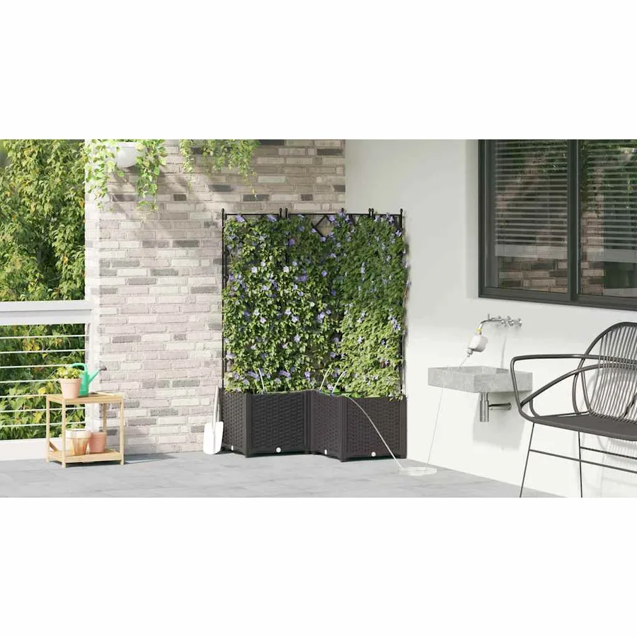 Cache-pot de jardin 3 pc Noir 80 x 80 x 142 cm PP - 4