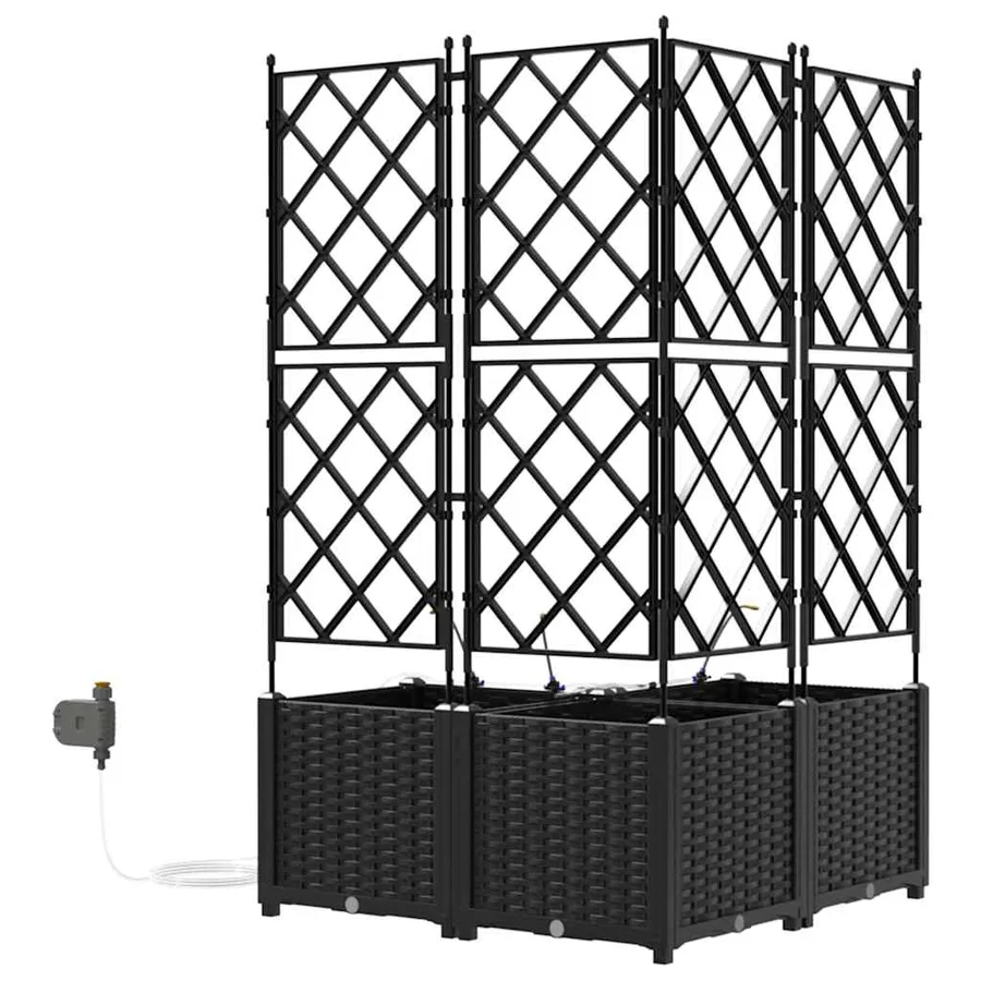 Cache-pot de jardin 3 pc Noir 80 x 80 x 142 cm PP - 7