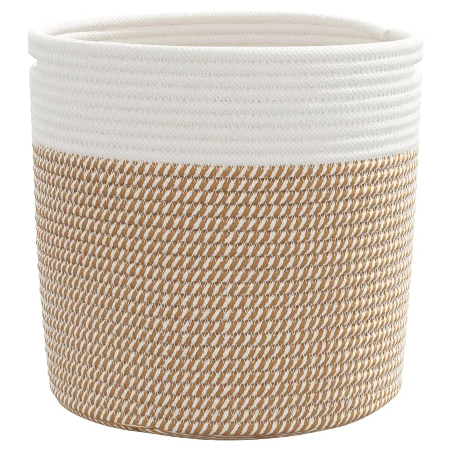 Paniers de rangement 2 pcs marron et blanc Ø28x28 cm coton - 5