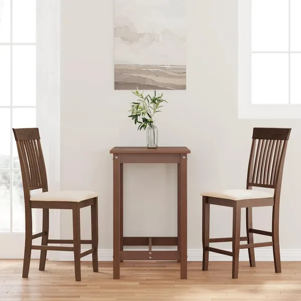 Tabourets de bar avec coussins (lot de 2) en bois massif marron et caoutchouc