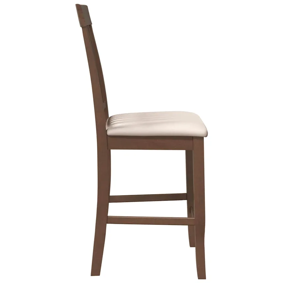 Tabourets de bar avec coussins (lot de 2) en bois massif marron et caoutchouc - 6