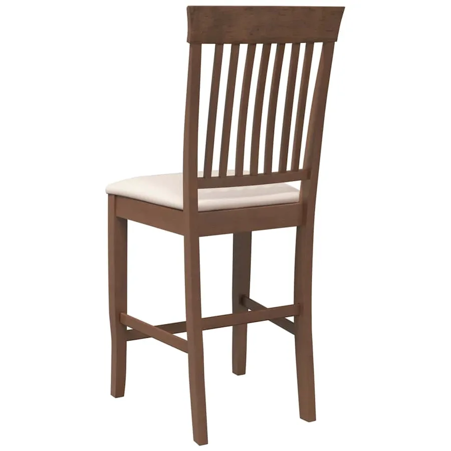 Tabourets de bar avec coussins (lot de 2) en bois massif marron et caoutchouc - 7