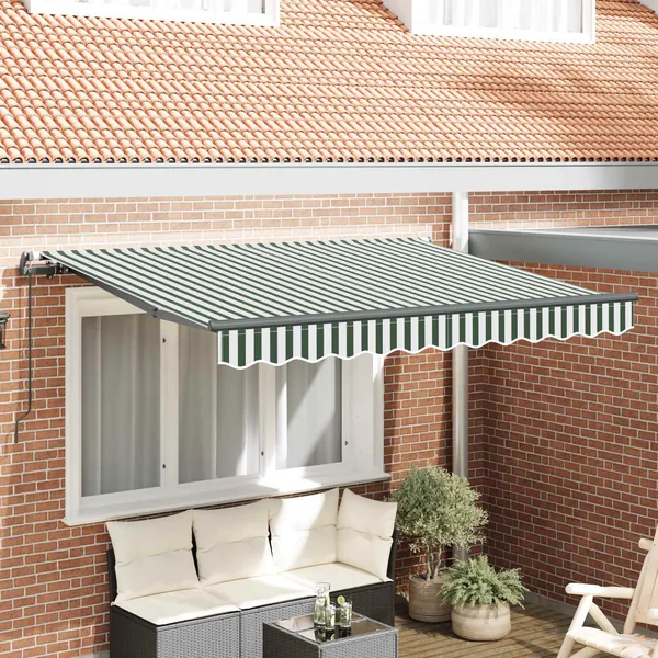 Auvent Rétractable Vert 250 x 200 cm tissu