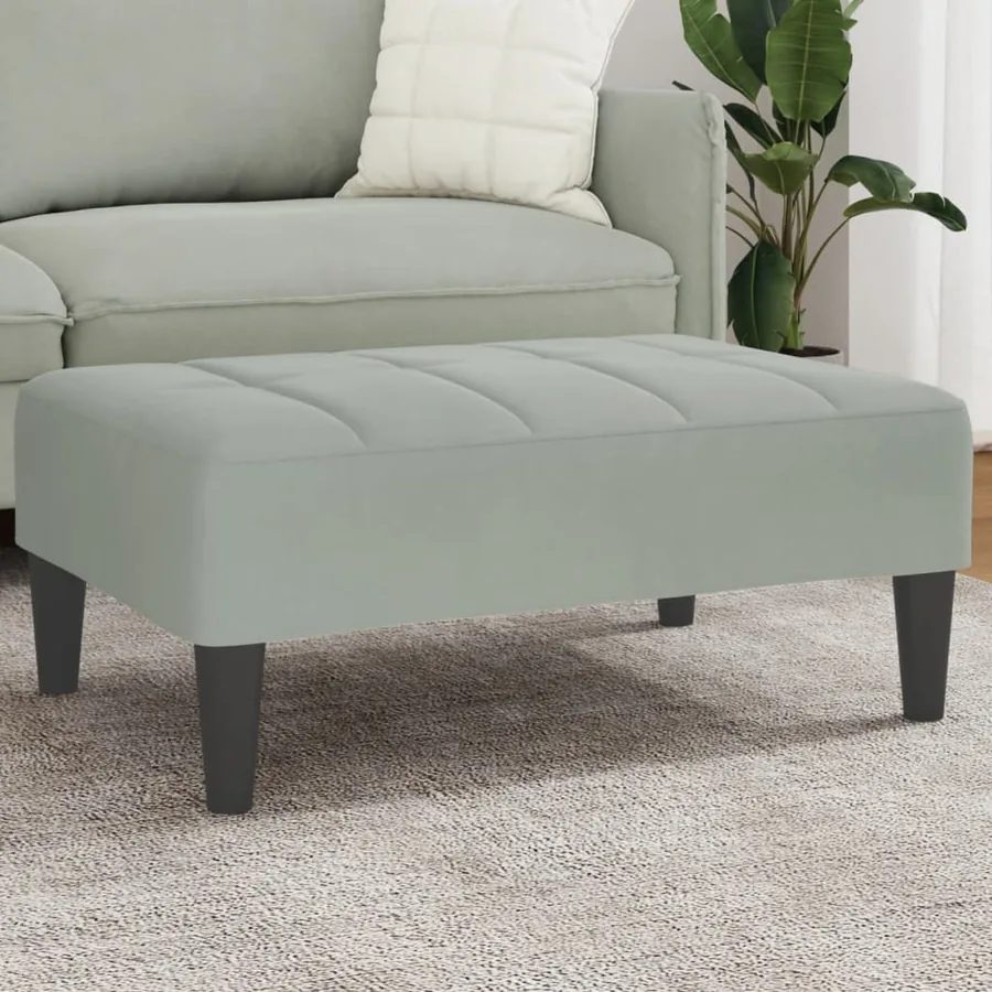 Repose-pied gris clair 77x55x31 cm velours