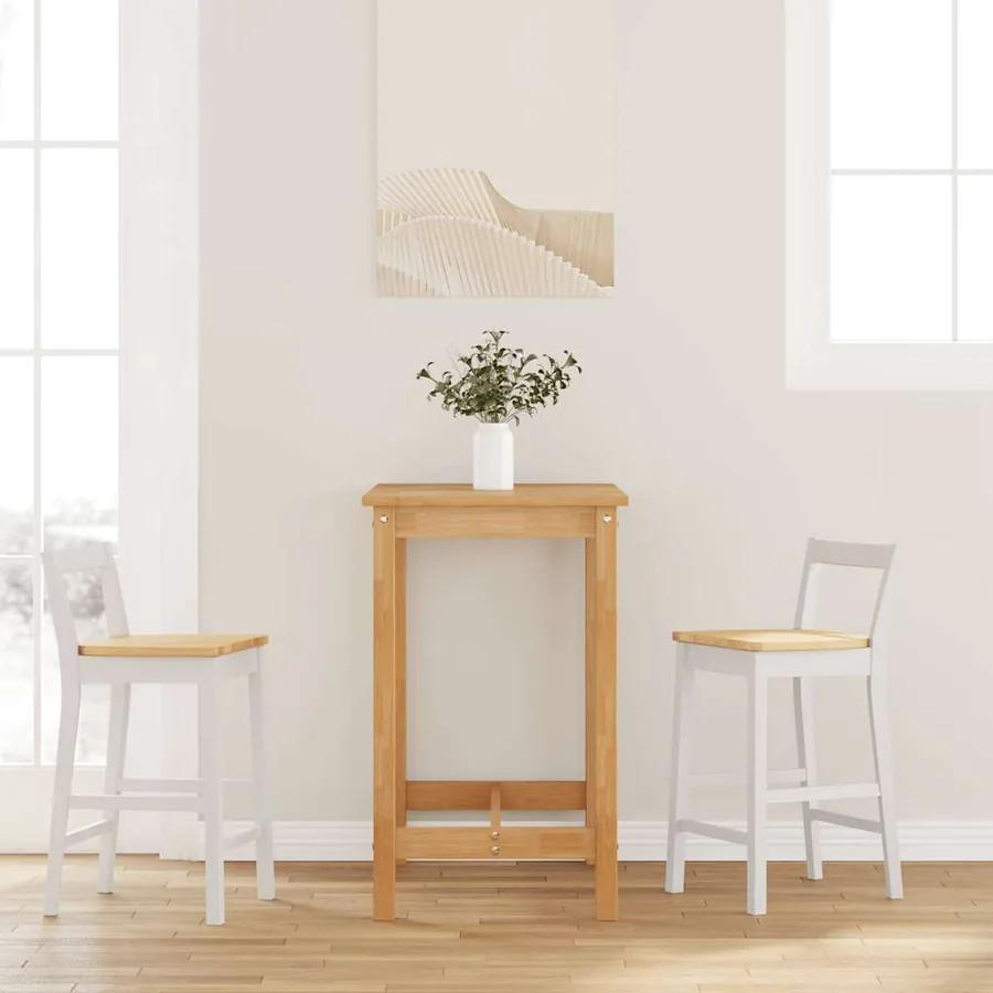 Tabourets de bar (lot de 2) en bois massif blanc et caoutchouc