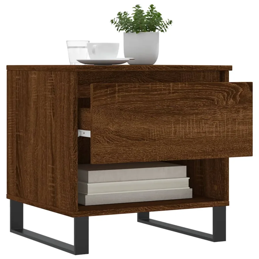 Table basse chêne marron 50x46x50 cm bois d'ingénierie - 4