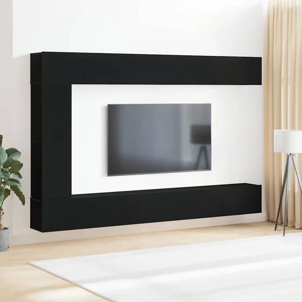 Ensemble meuble TV 9 pcs Chêne noir Bois d'ingénierie