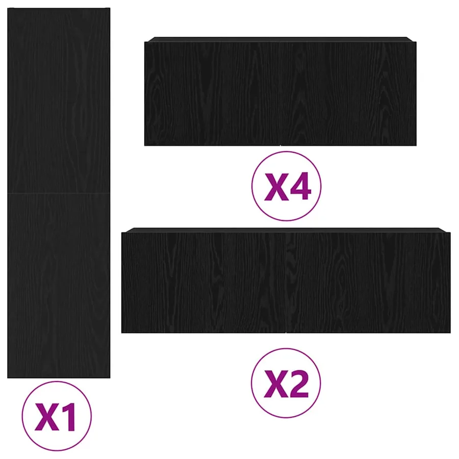 Ensemble meuble TV 9 pcs Chêne noir Bois d'ingénierie - 4