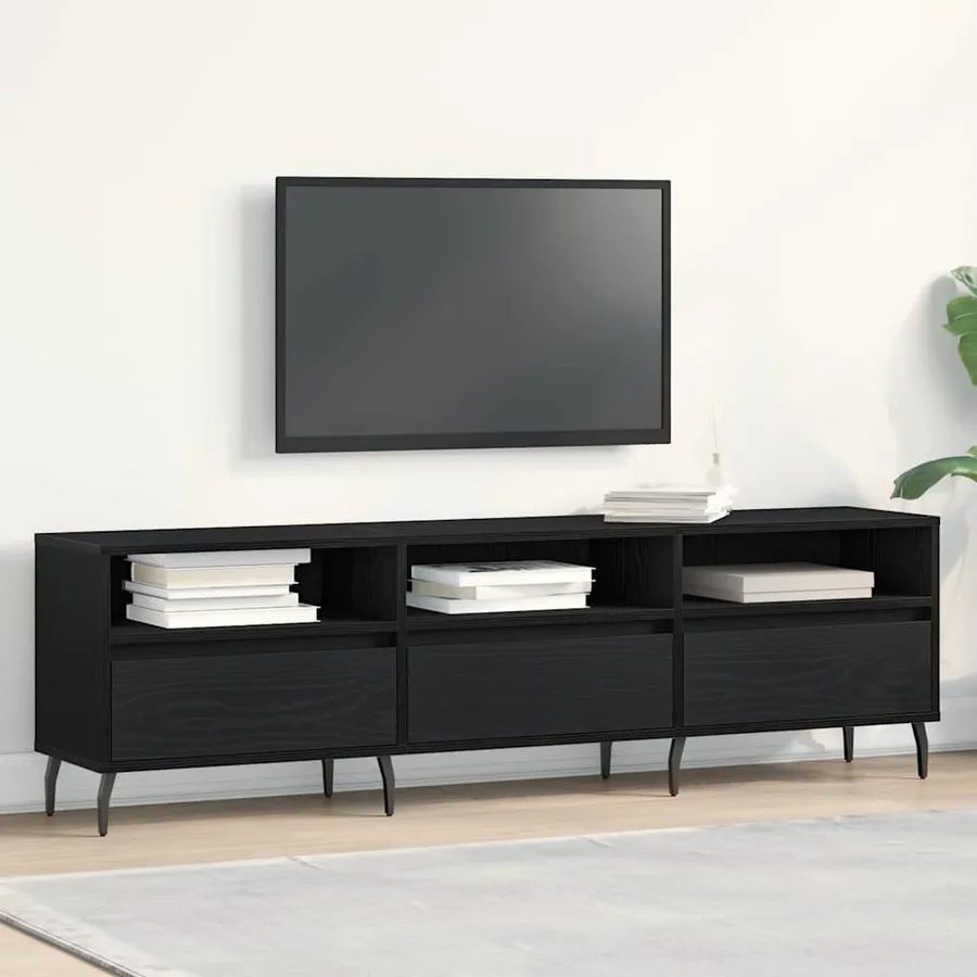 Meuble TV Chêne noir 150 x 30 x 44,5 cm Bois d'ingénierie - 4